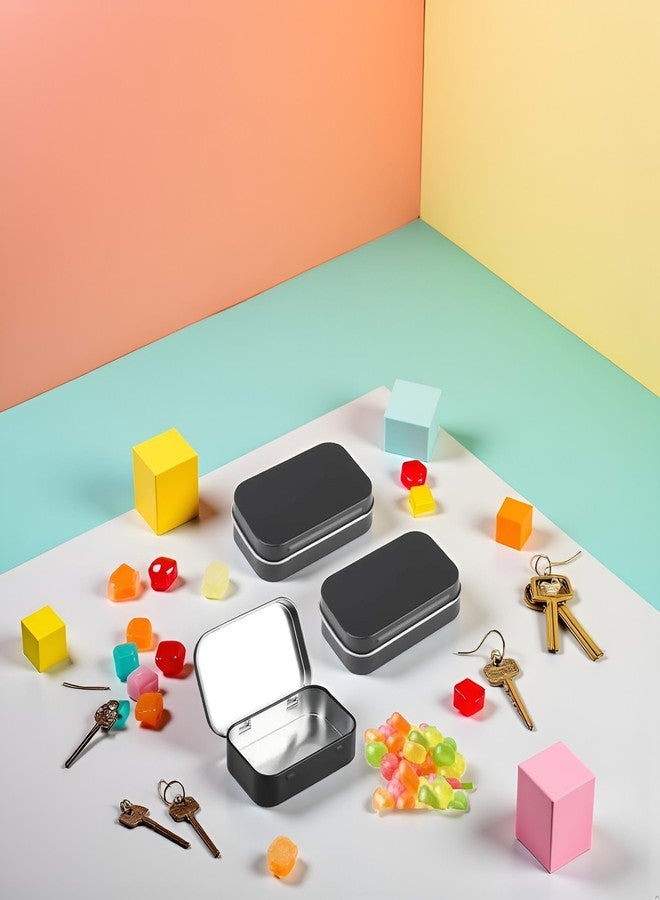 Zhuluck 3 Pcs Black Rectangular Small Tins with Lids Tin Boxes Tins Container Metal Empty Hinged Tin Storage Boxes for Candy Key Earrings Food Storage Decorative Boxes - Image 5
